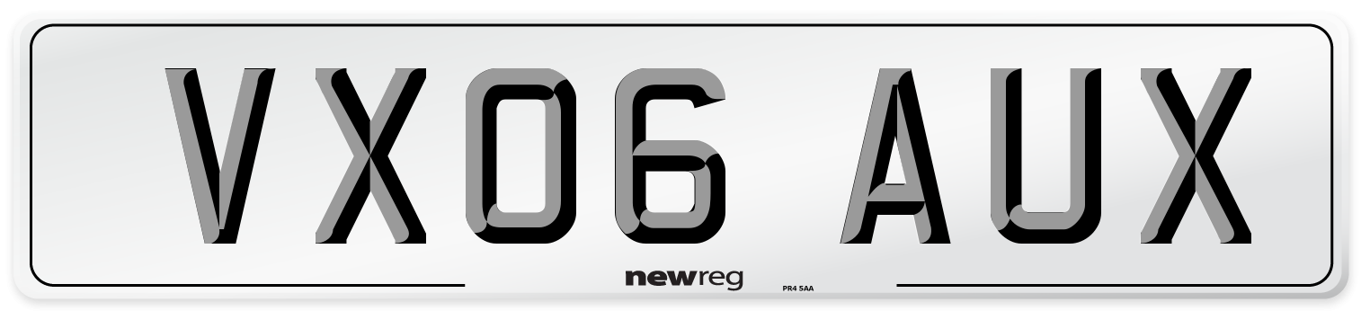 VX06 AUX Number Plate from New Reg